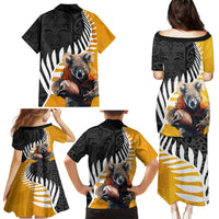 New Zealand and Australia Rugby Family Matching Puletasi and Hawaiian Shirt Koala and Maori Warrior Together LT03 - Polynesian Pride