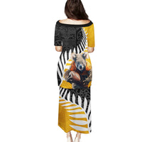 New Zealand and Australia Rugby Family Matching Puletasi and Hawaiian Shirt Koala and Maori Warrior Together LT03 - Polynesian Pride