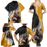 New Zealand and Australia Rugby Family Matching Summer Maxi Dress and Hawaiian Shirt Koala and Maori Warrior Together LT03 - Polynesian Pride