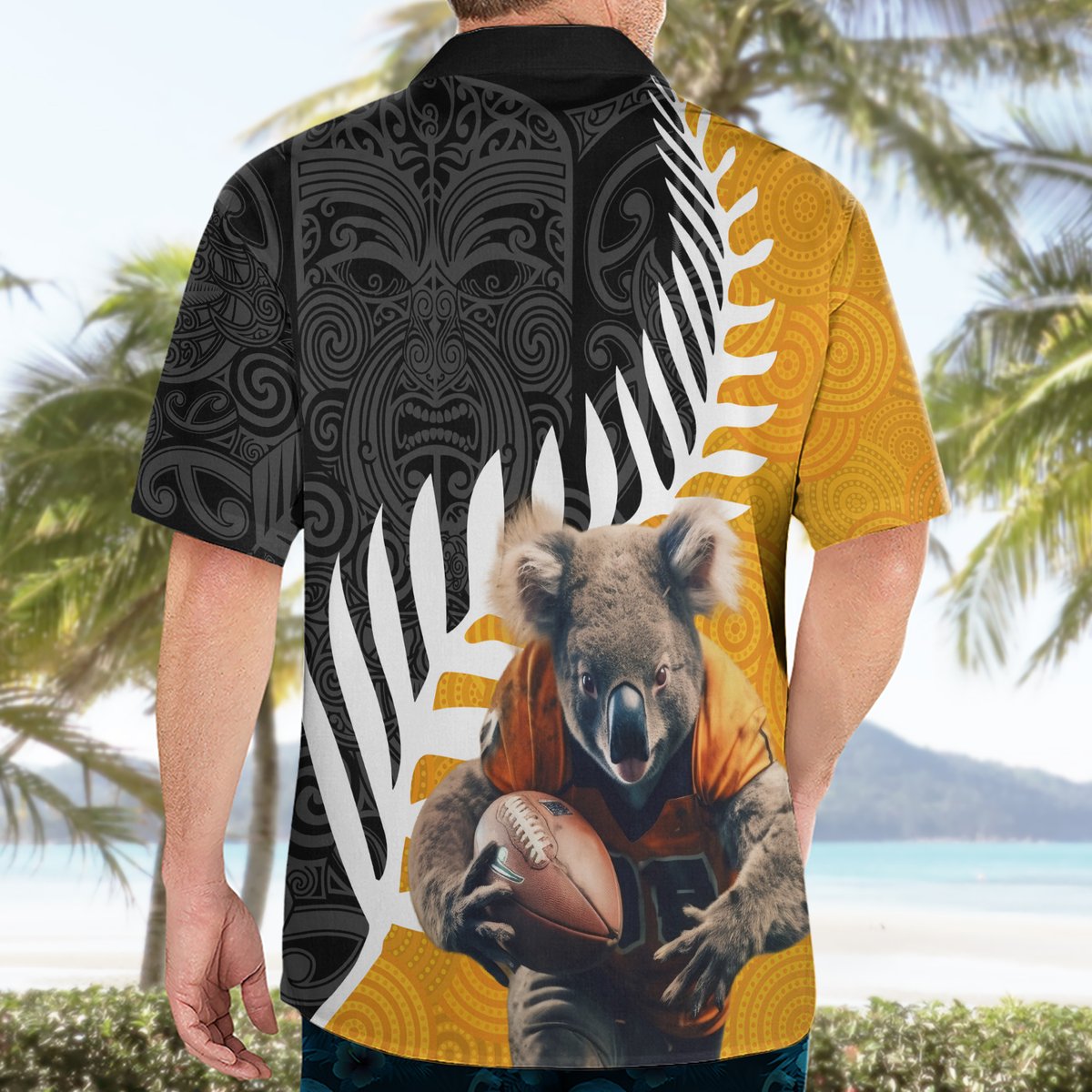 New Zealand and Australia Rugby Hawaiian Shirt Koala and Maori Warrior Together LT03 - Polynesian Pride