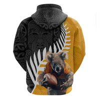 New Zealand and Australia Rugby Hoodie Koala and Maori Warrior Together LT03 - Polynesian Pride