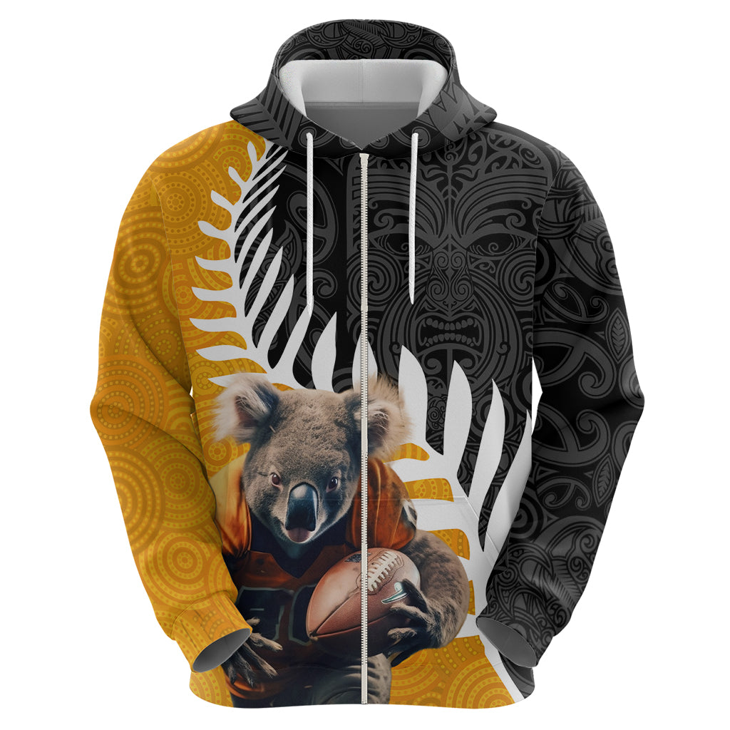 New Zealand and Australia Rugby Hoodie Koala and Maori Warrior Together LT03 - Polynesian Pride