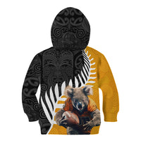 New Zealand and Australia Rugby Kid Hoodie Koala and Maori Warrior Together LT03 - Polynesian Pride