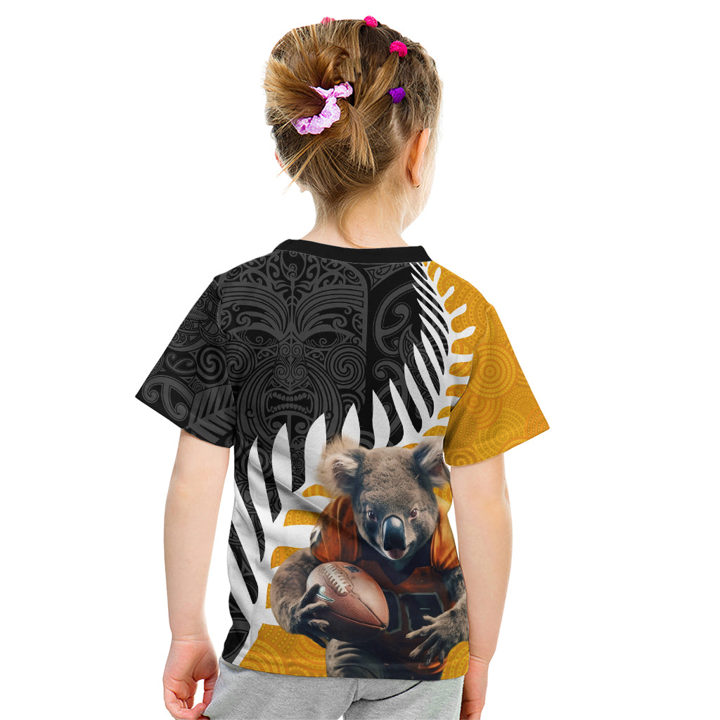 New Zealand and Australia Rugby Kid T Shirt Koala and Maori Warrior Together LT03 - Polynesian Pride