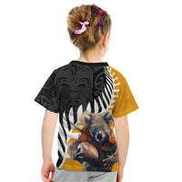 New Zealand and Australia Rugby Kid T Shirt Koala and Maori Warrior Together LT03 - Polynesian Pride