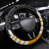 New Zealand and Australia Rugby Steering Wheel Cover Koala and Maori Warrior Together LT03 Universal Fit Black - Polynesian Pride