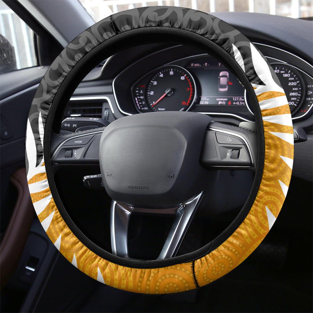 New Zealand and Australia Rugby Steering Wheel Cover Koala and Maori Warrior Together LT03 - Polynesian Pride