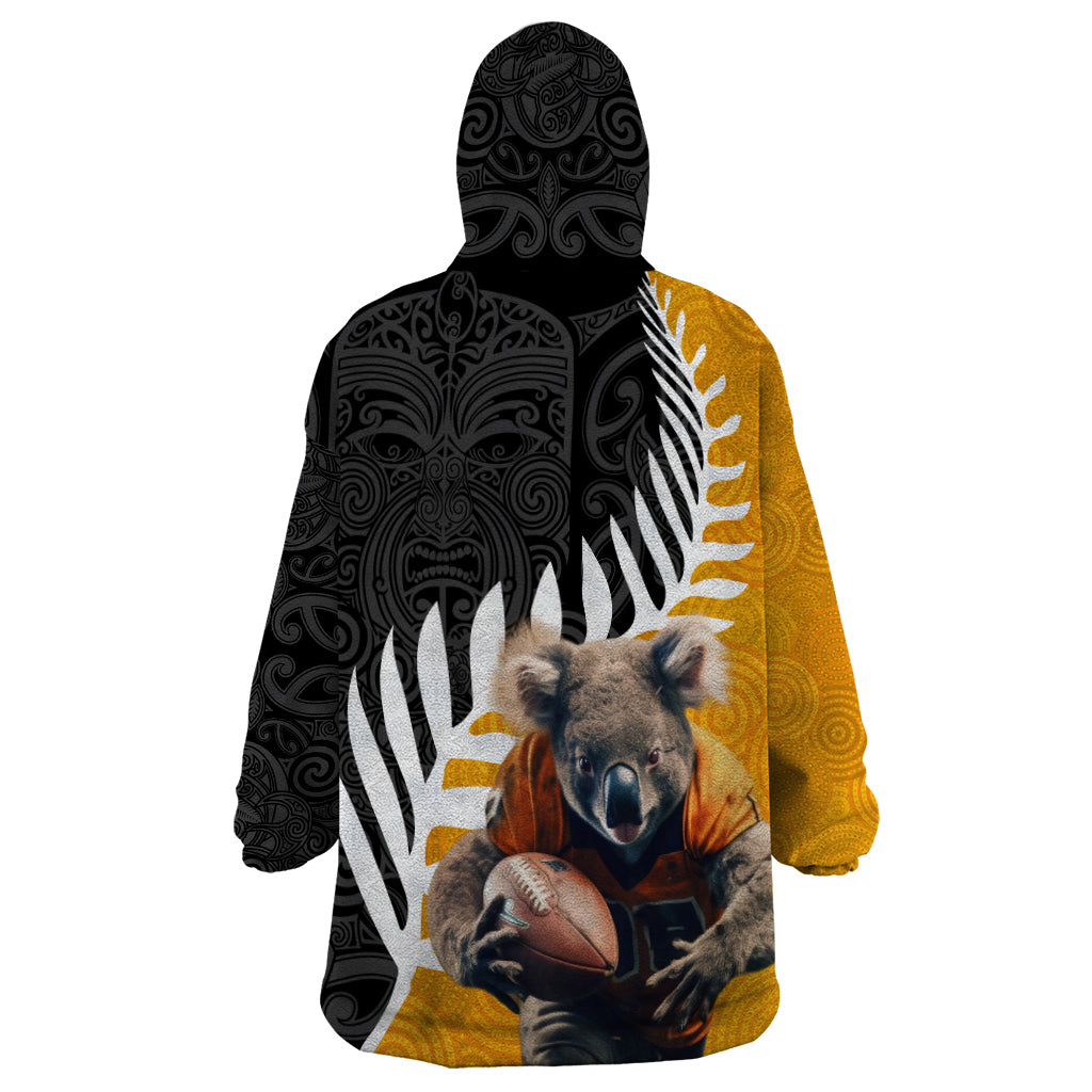 New Zealand and Australia Rugby Wearable Blanket Hoodie Koala and Maori Warrior Together LT03 - Polynesian Pride