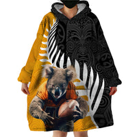 New Zealand and Australia Rugby Wearable Blanket Hoodie Koala and Maori Warrior Together LT03 - Polynesian Pride