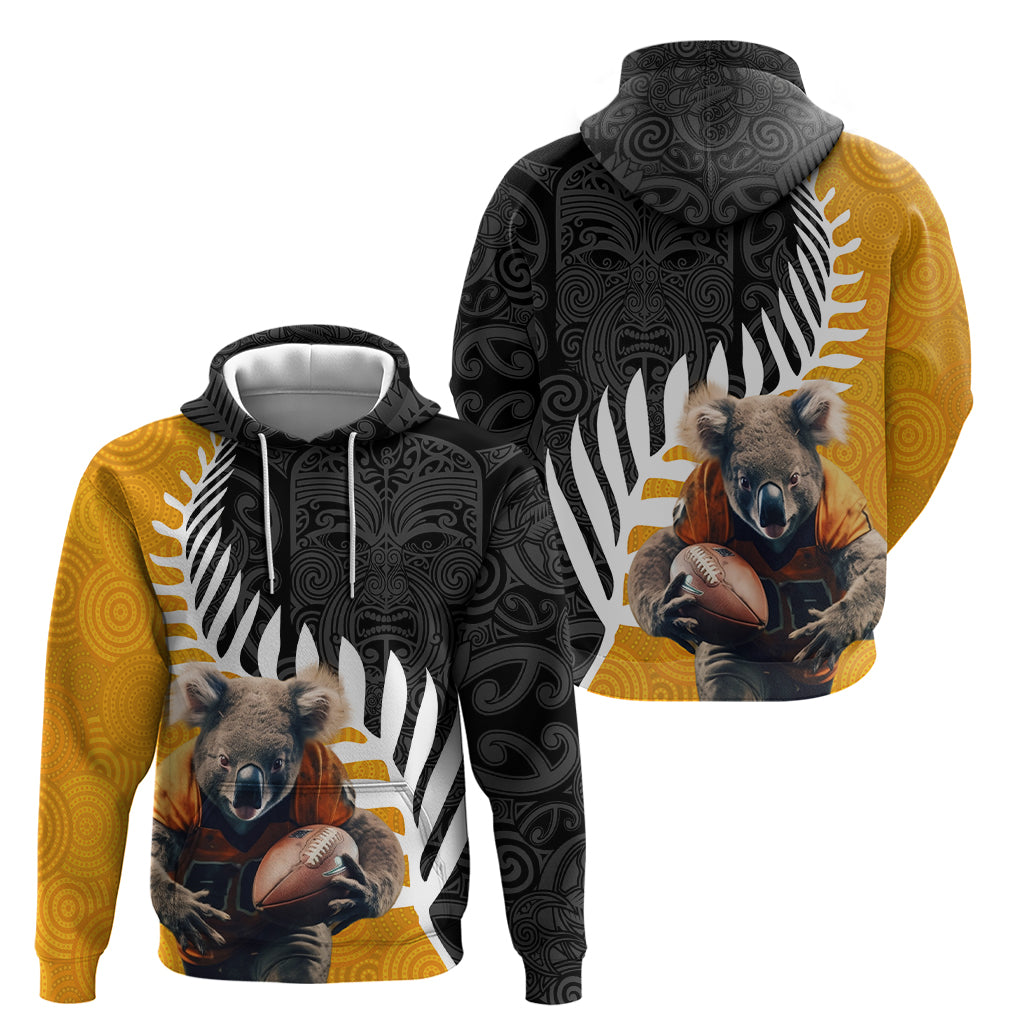New Zealand and Australia Rugby Zip Hoodie Koala and Maori Warrior Together LT03 - Polynesian Pride