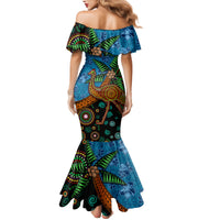Fiji and Australia Family Matching Mermaid Dress and Hawaiian Shirt Palm Tree and Abogirinal Emu LT03 - Polynesian Pride