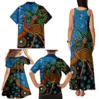 Fiji and Australia Family Matching Tank Maxi Dress and Hawaiian Shirt Palm Tree and Abogirinal Emu LT03 - Polynesian Pride