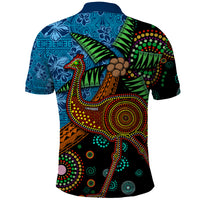 Fiji and Australia Polo Shirt Palm Tree and Abogirinal Emu LT03 - Polynesian Pride