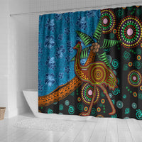 Fiji and Australia Shower Curtain Palm Tree and Abogirinal Emu