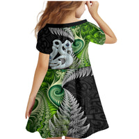 New Zealand Koru Natural Family Matching Mermaid Dress and Hawaiian Shirt Manaia and Silver Fern Maori Pattern LT03 - Polynesian Pride