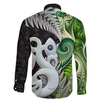 New Zealand Koru Natural Family Matching Off Shoulder Maxi Dress and Hawaiian Shirt Manaia and Silver Fern Maori Pattern LT03 - Polynesian Pride