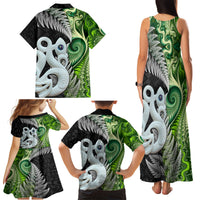 New Zealand Koru Natural Family Matching Tank Maxi Dress and Hawaiian Shirt Manaia and Silver Fern Maori Pattern LT03 - Polynesian Pride