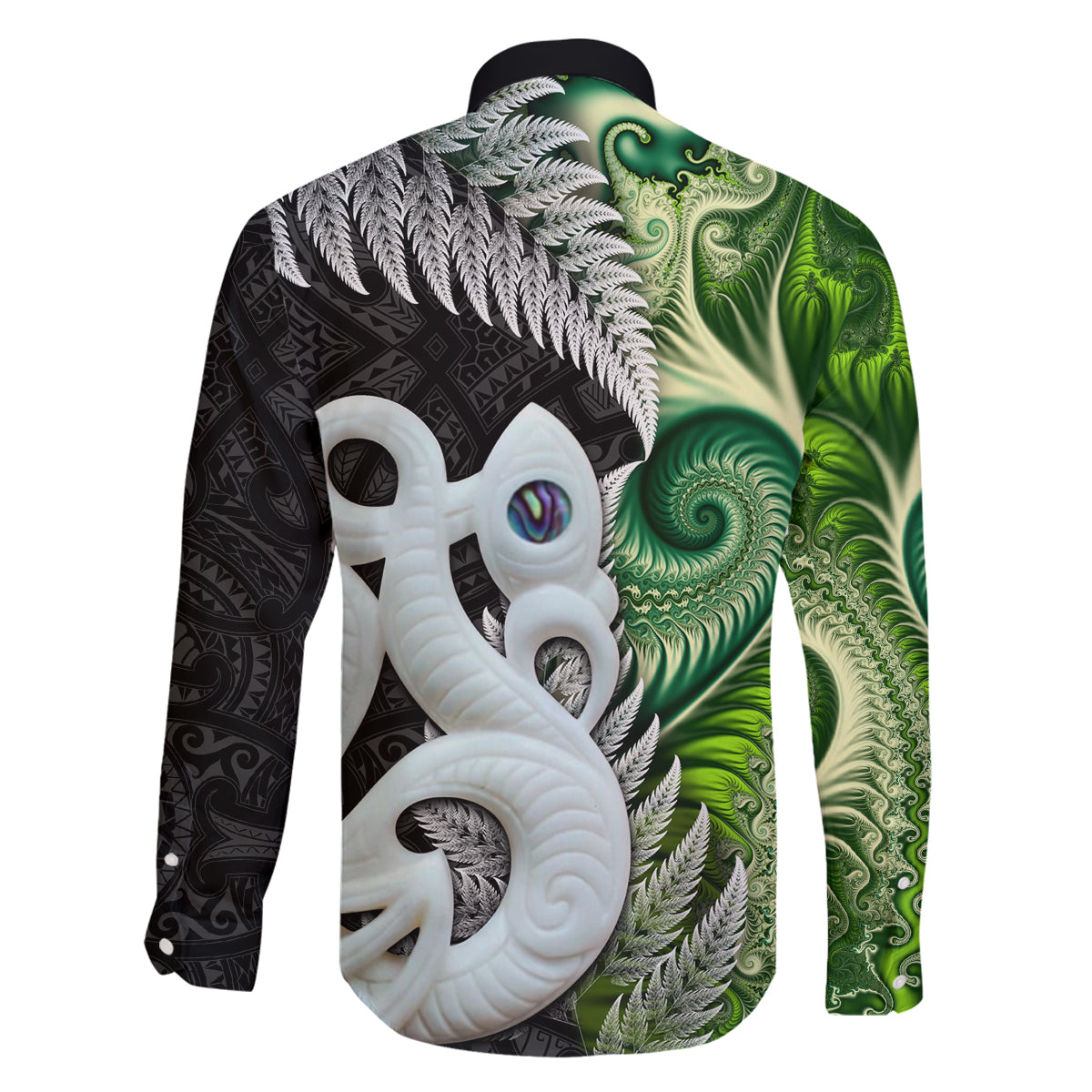New Zealand Koru Natural Family Matching Tank Maxi Dress and Hawaiian Shirt Manaia and Silver Fern Maori Pattern LT03 - Polynesian Pride