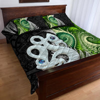 New Zealand Koru Natural Quilt Bed Set Manaia and Silver Fern Maori Pattern