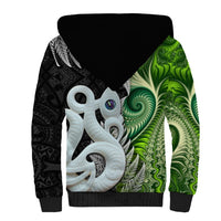 New Zealand Koru Natural Sherpa Hoodie Manaia and Silver Fern Maori Pattern LT03 - Polynesian Pride