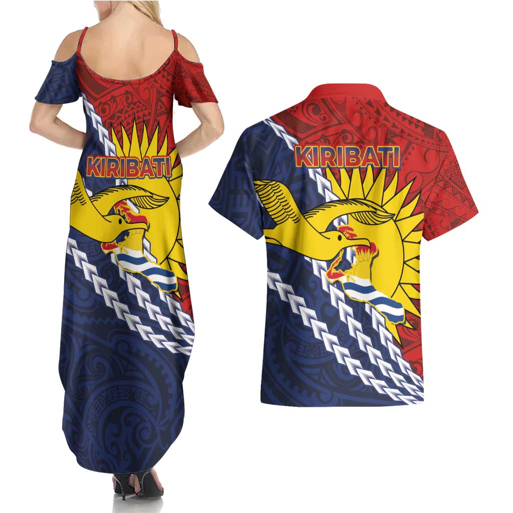 Kiribati Independence Day Couples Matching Summer Maxi Dress and Hawaiian Shirt Polynesian and Melanesian Art Tattoo LT03 - Polynesian Pride