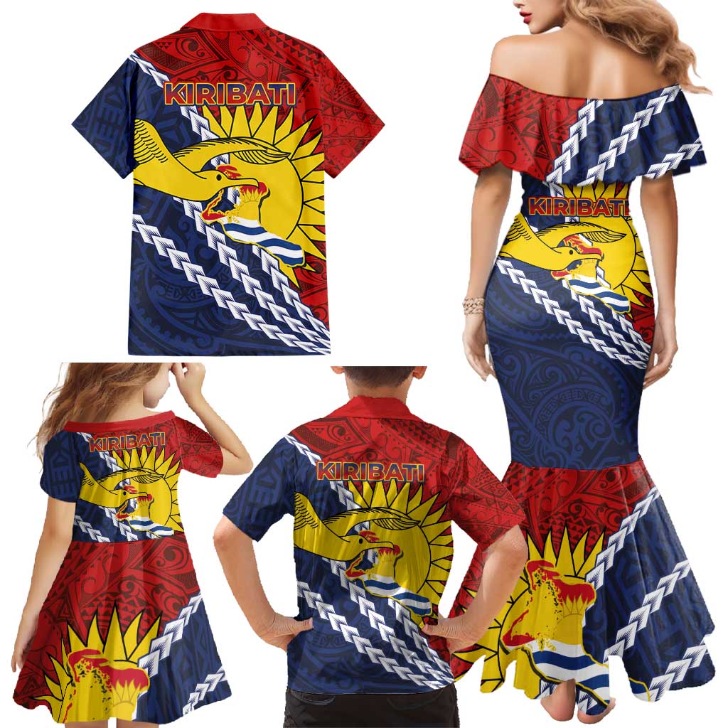 Kiribati Independence Day Family Matching Mermaid Dress and Hawaiian Shirt Polynesian and Melanesian Art Tattoo LT03 - Polynesian Pride