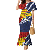 Kiribati Independence Day Family Matching Mermaid Dress and Hawaiian Shirt Polynesian and Melanesian Art Tattoo LT03 Mom's Dress Red - Polynesian Pride