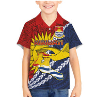 Kiribati Independence Day Family Matching Mermaid Dress and Hawaiian Shirt Polynesian and Melanesian Art Tattoo LT03 Son's Shirt Red - Polynesian Pride