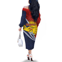 Kiribati Independence Day Family Matching Off The Shoulder Long Sleeve Dress and Hawaiian Shirt Polynesian and Melanesian Art Tattoo LT03 - Polynesian Pride