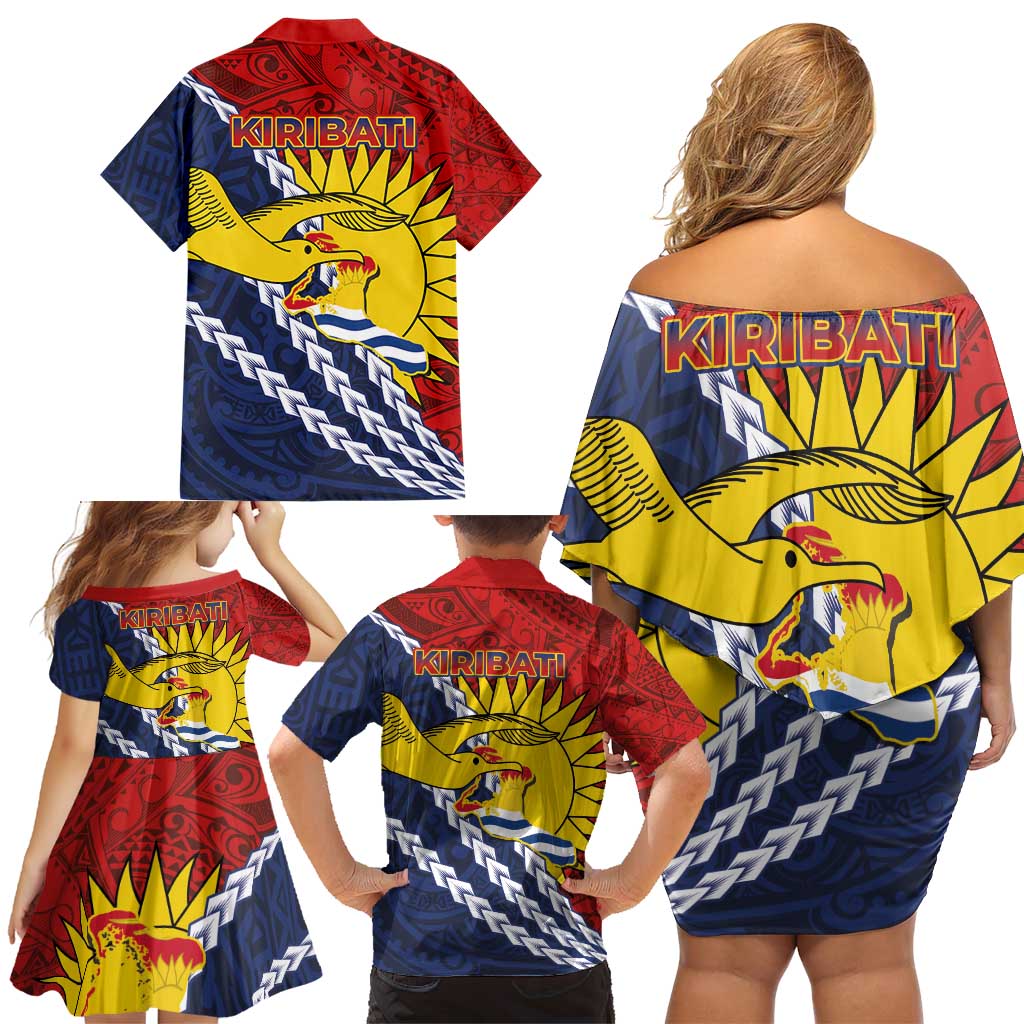 Kiribati Independence Day Family Matching Off Shoulder Short Dress and Hawaiian Shirt Polynesian and Melanesian Art Tattoo LT03 - Polynesian Pride