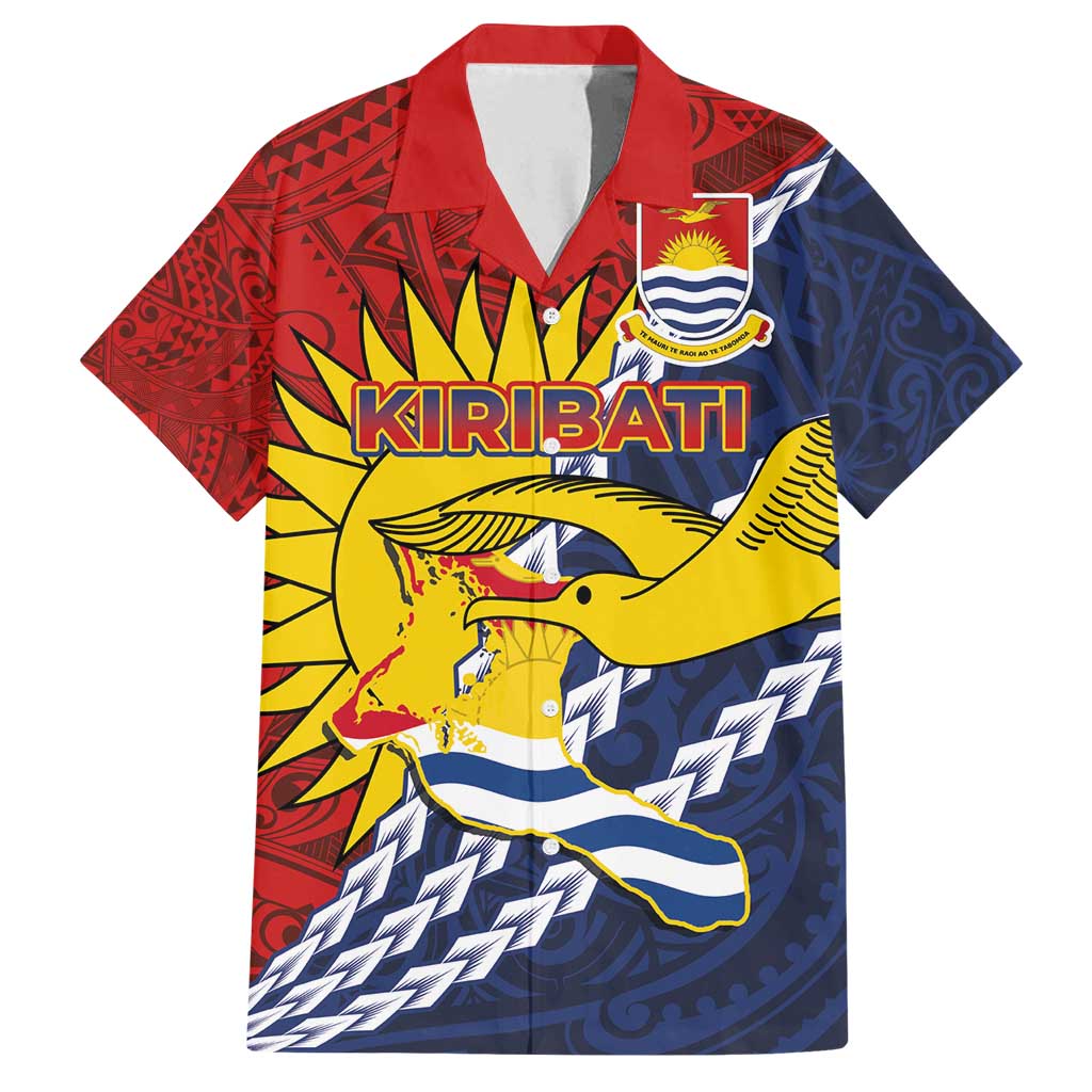 Kiribati Independence Day Family Matching Puletasi and Hawaiian Shirt Polynesian and Melanesian Art Tattoo LT03 Dad's Shirt - Short Sleeve Red - Polynesian Pride