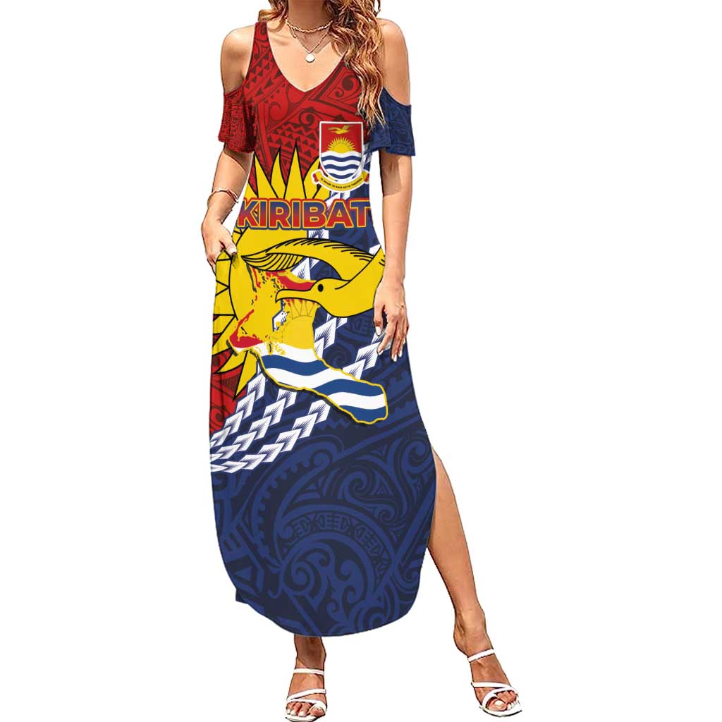 Kiribati Independence Day Family Matching Summer Maxi Dress and Hawaiian Shirt Polynesian and Melanesian Art Tattoo LT03 Mom's Dress Red - Polynesian Pride