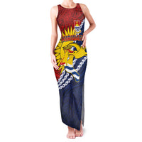 Kiribati Independence Day Family Matching Tank Maxi Dress and Hawaiian Shirt Polynesian and Melanesian Art Tattoo LT03 Mom's Dress Red - Polynesian Pride