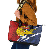 Kiribati Independence Day Leather Tote Bag Polynesian and Melanesian Art Tattoo