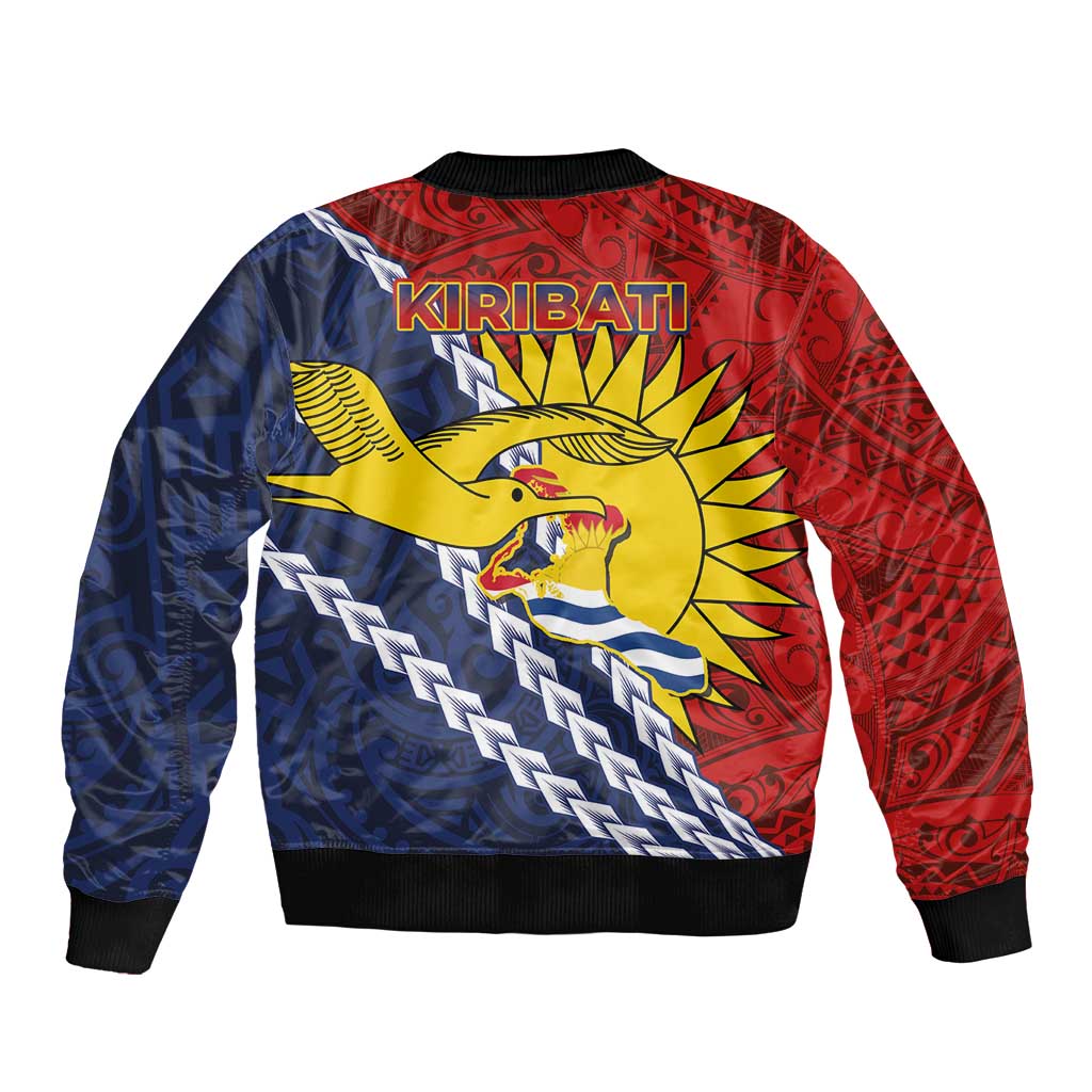 Kiribati Independence Day Sleeve Zip Bomber Jacket Polynesian and Melanesian Art Tattoo