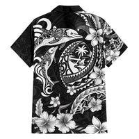 Guam Dolphins Tribal Tattoo Family Matching Summer Maxi Dress and Hawaiian Shirt Polynesian Art and Tropical Flower Grayscale LT03 - Polynesian Pride