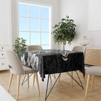 Guam Dolphins Tribal Tattoo Tablecloth Polynesian Art and Tropical Flower Grayscale
