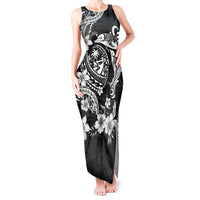 Guam Dolphins Tribal Tattoo Tank Maxi Dress Polynesian Art and Tropical Flower Grayscale LT03 Women Black - Polynesian Pride