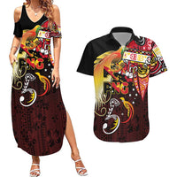 Papua New Guinea 2025 Couples Matching Summer Maxi Dress and Hawaiian Shirt 50th Independence Day Anniversary LT03 Red - Polynesian Pride