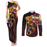 Papua New Guinea 2025 Couples Matching Tank Maxi Dress and Long Sleeve Button Shirt 50th Independence Day Anniversary LT03 Red - Polynesian Pride