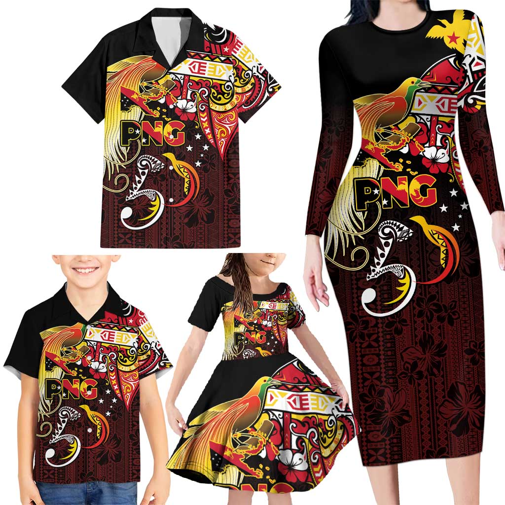 Papua New Guinea 2025 Family Matching Long Sleeve Bodycon Dress and Hawaiian Shirt 50th Independence Day Anniversary LT03 - Polynesian Pride
