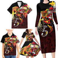 Papua New Guinea 2025 Family Matching Long Sleeve Bodycon Dress and Hawaiian Shirt 50th Independence Day Anniversary LT03 - Polynesian Pride