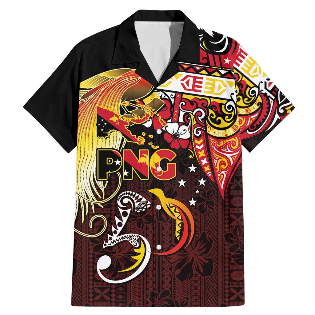 Papua New Guinea 2025 Family Matching Mermaid Dress and Hawaiian Shirt 50th Independence Day Anniversary LT03 Dad's Shirt - Short Sleeve Red - Polynesian Pride