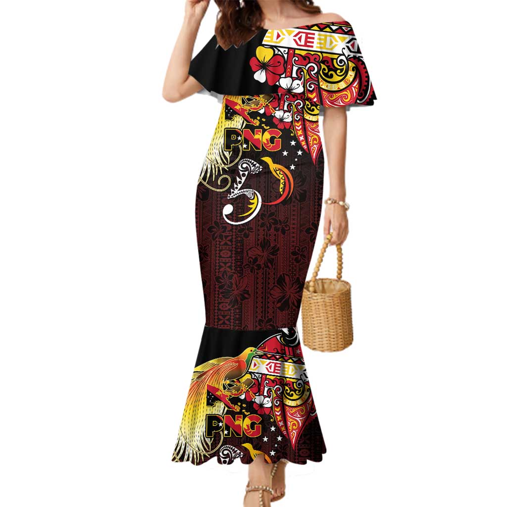 Papua New Guinea 2025 Family Matching Mermaid Dress and Hawaiian Shirt 50th Independence Day Anniversary LT03 Mom's Dress Red - Polynesian Pride