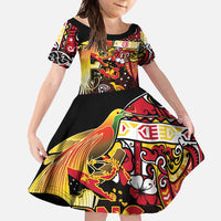 Papua New Guinea 2025 Family Matching Off Shoulder Maxi Dress and Hawaiian Shirt 50th Independence Day Anniversary LT03 Daughter's Dress Red - Polynesian Pride