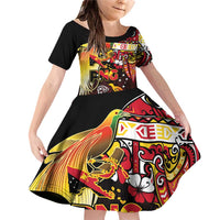 Papua New Guinea 2025 Family Matching Off Shoulder Short Dress and Hawaiian Shirt 50th Independence Day Anniversary LT03 Daughter's Dress Red - Polynesian Pride