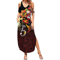 Papua New Guinea 2025 Family Matching Summer Maxi Dress and Hawaiian Shirt 50th Independence Day Anniversary LT03 Mom's Dress Red - Polynesian Pride