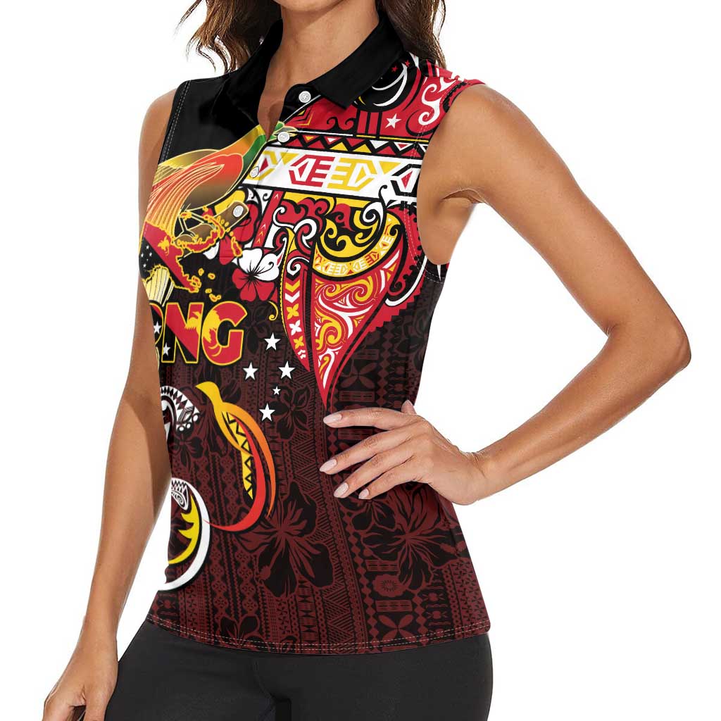 Papua New Guinea 2025 Women Sleeveless Polo Shirt 50th Independence Day Anniversary LT03 - Polynesian Pride