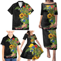 Hawaiian Tropical Plants and Chameleon Family Matching Puletasi and Hawaiian Shirt Polynesian Art Colorful LT03 - Polynesian Pride