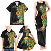 Hawaiian Tropical Plants and Chameleon Family Matching Tank Maxi Dress and Hawaiian Shirt Polynesian Art Colorful LT03 - Polynesian Pride